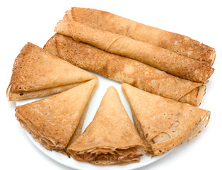 Pancakes on a white background
