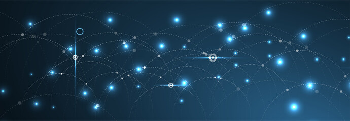 Fototapeta premium Neural network concept. Connected cells with links. High technology process. Abstract background