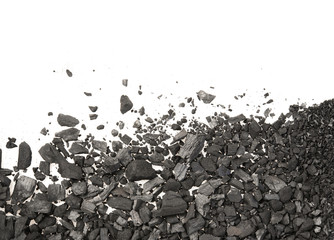 Pile of Carbon charcoal dust on white background top view