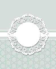 delicate romantic card with round lace frame for text