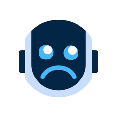 Robot Face Icon Sad Face Dissappointed Emotion Robotic Emoji Vector Illustration