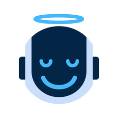 Robot Face Icon Smiling Angel Face Emotion Robotic Emoji Vector Illustration