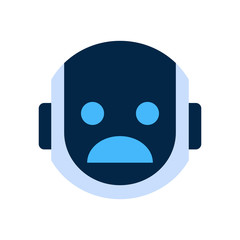 Robot Face Icon Shocked Face Emotion Robotic Emoji Vector Illustration