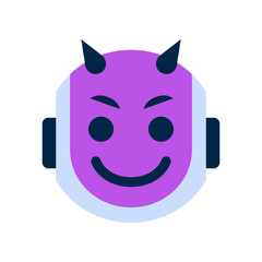Robot Face Icon Smiling Devil Face Emotion Robotic Emoji Vector Illustration