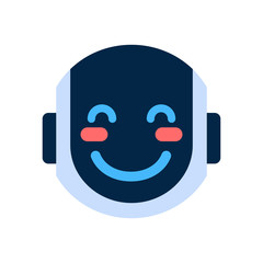 Robot Face Icon Smiling Blushed Face Emotion Robotic Emoji Vector Illustration