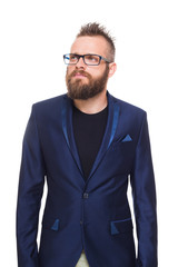 Young bearded man portrait isolated at white