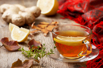 tea with ginger, lemon