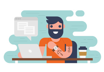 Working on a computer