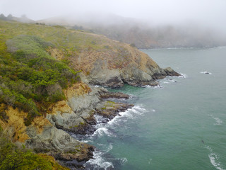 Aerial of Rocky Northern California Coast in Marin Headlands