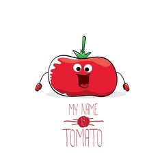 vector funny cartoon cute red tomato isolated