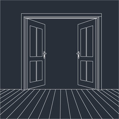 Open doors line icon for web.