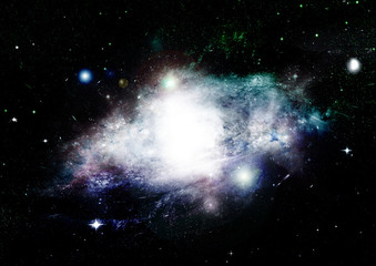 Stars, dust and gas nebula in a far galaxy