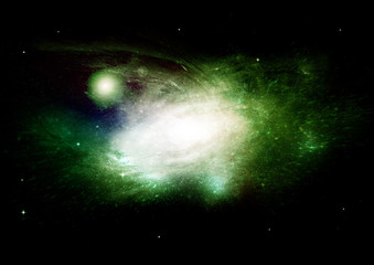 Stars, dust and gas nebula in a far galaxy