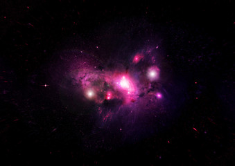 Stars, dust and gas nebula in a far galaxy