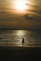 Sunset on a Railey beach, Krabi Thailand, summer time.