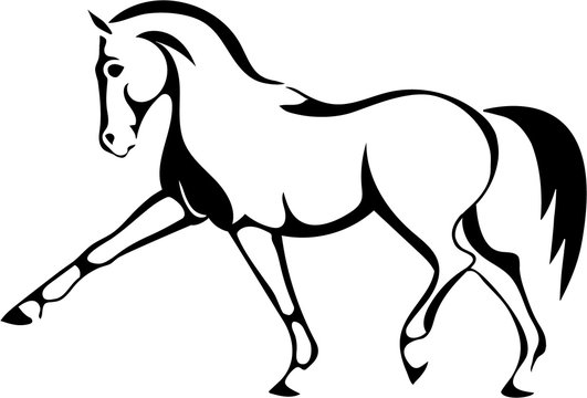 A logo with a trotting horse.