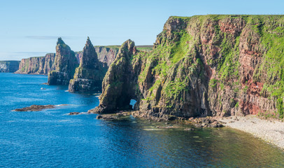 The scenic cliffs and stacks of Duncansby Head, Caithness, Scotland.