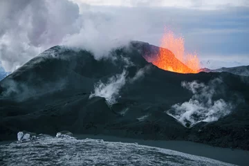 Stickers pour porte Volcan Éruption volcanique