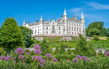 Dunrobin Castle in a sunny day, Sutherland county, Scotland.