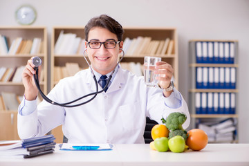 Scientist studying nutrition in various food