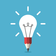 Light bulb and pencil