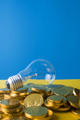 idea with money cash on colorful background