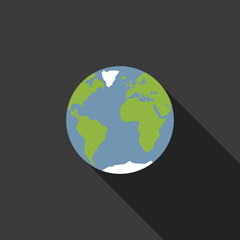 Earth with shadow on a black background. World.
