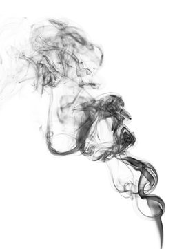 Swirl of black smoke on white background