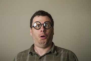 Fototapeta premium Nerd making a stupid face