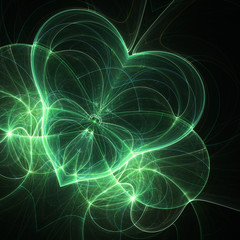 Dark green fractal heart, valentine's day motive, digital artwork for creative graphic design