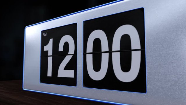 12 AM Midnight on Retro Flip Alarm Clock Closeup