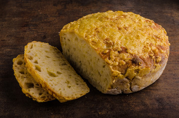 Cheese bread in oven