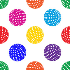 Seamless pattern with bright dotted spheres.
