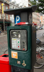 Parking machine that has been subjected to vandalism during  G20 summit in Hamburg. Demonstrators against G20 committed vandalism.
