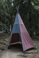 Indian hut in the woods