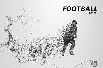 Fototapeta na wymiar Football of the particles. Silhouette of a football player consists of points and circles. Vector illustration.
