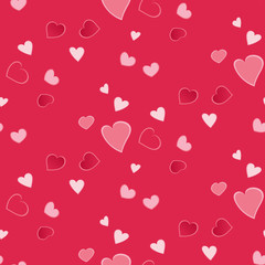 Seamless vector pattern with simple hand-drawn hearts on pink background