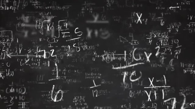 School Math Equations on Chalkboard Flyby Loop