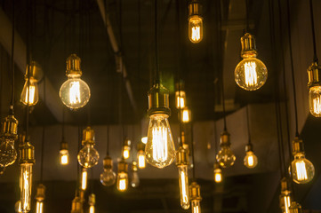 Retro / Vintage lighting bulbs hanging for decorative