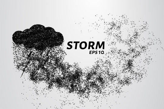 The storm of particles. The storm consists of circles and points. Vector illustration.