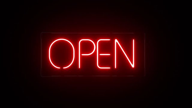 Square Open Neon Sign Loop in Front