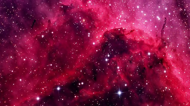 Flight into a colorful deep space nebula