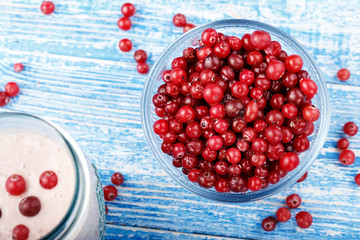 cranberry smoothie in a glass