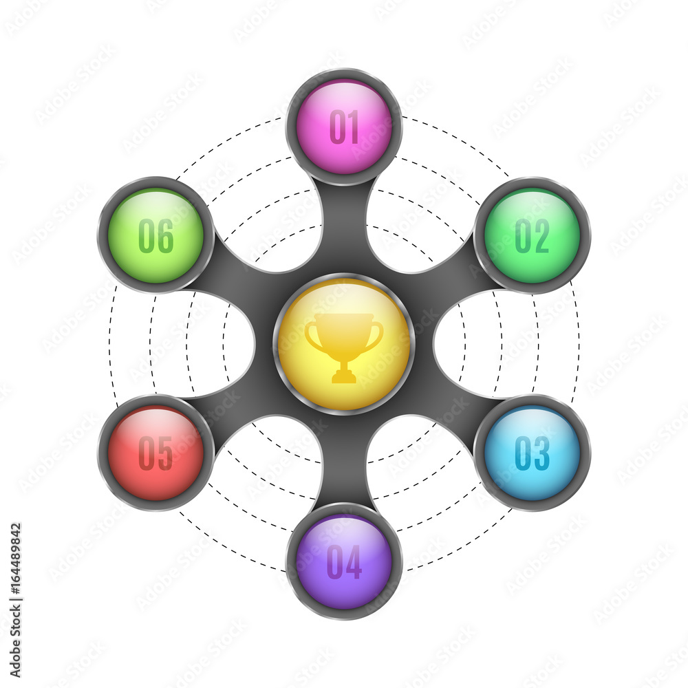 Poster 3d elements of infographics. multicolored circles with numbers for your business project. abstract m