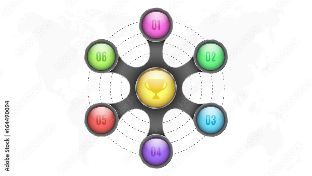 Poster 3d elements of infographics. multicolored circles with numbers for your business project. map of the