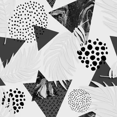 Fotobehang Abstracte grunge driehoek en exotische papier laat naadloze patroon. © Tanya Syrytsyna