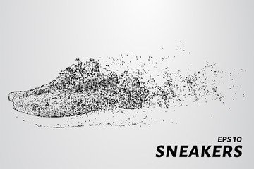 Fototapeta na wymiar Sneakers of the particles. Sneakers consists of small circles and dots. Vector illustration