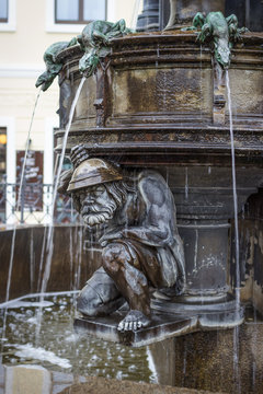 Neo-gothic. Cholerabrunnen, Cholera Fountain. Details. Dresden, Germany