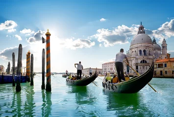 Fotobehang Venetië Rit op gondels