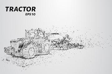Tractor particles. The tractor consists of small circles and dots. Vector illustration